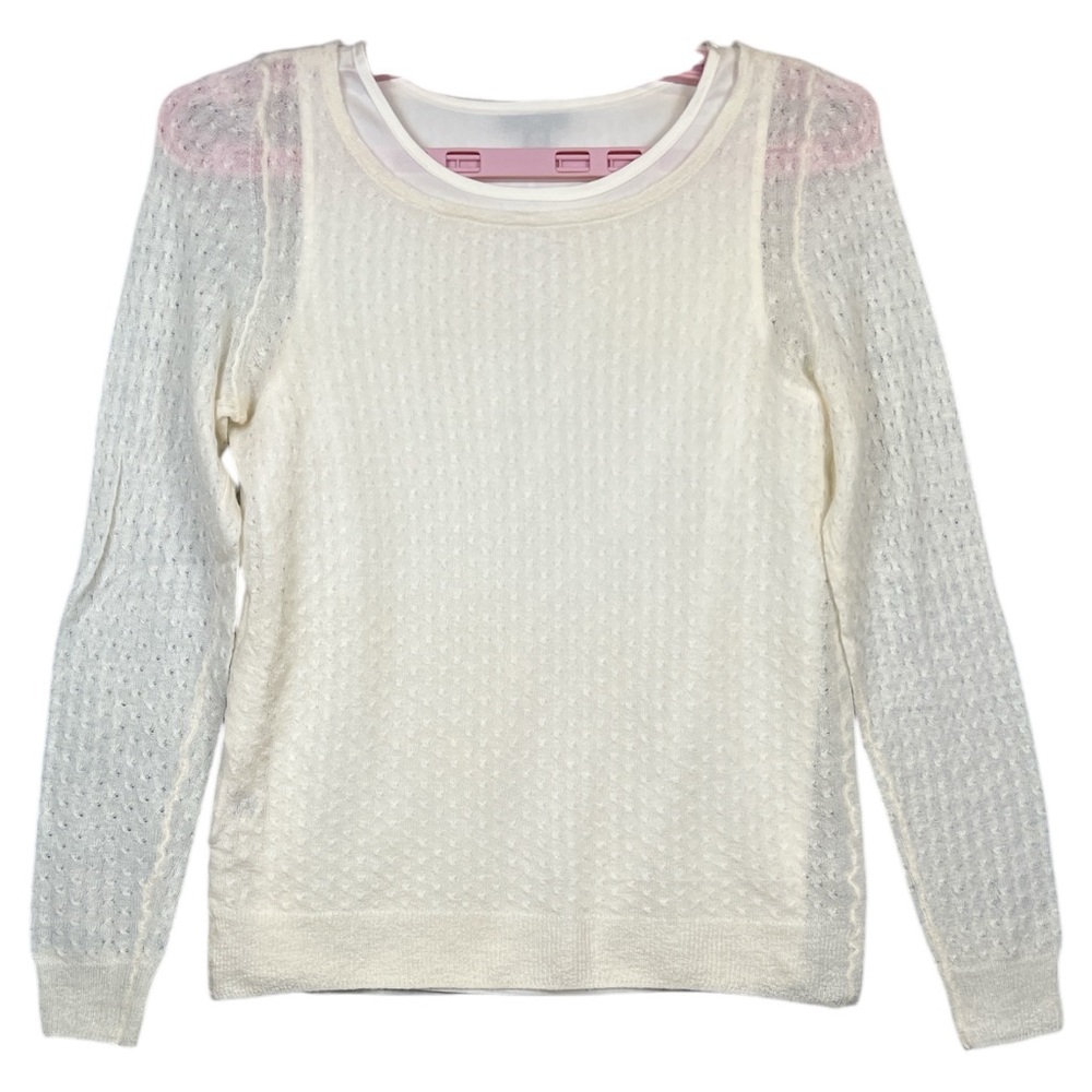 Ann Taylor Lightweight Layered Knit Pullover Sweater Sheer, Petite, Size XS - Picture 2 of 6